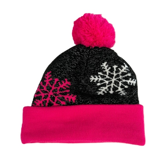 Girls Sparkly LOVE Pompom Sweater Hat - Picture 2 of 6